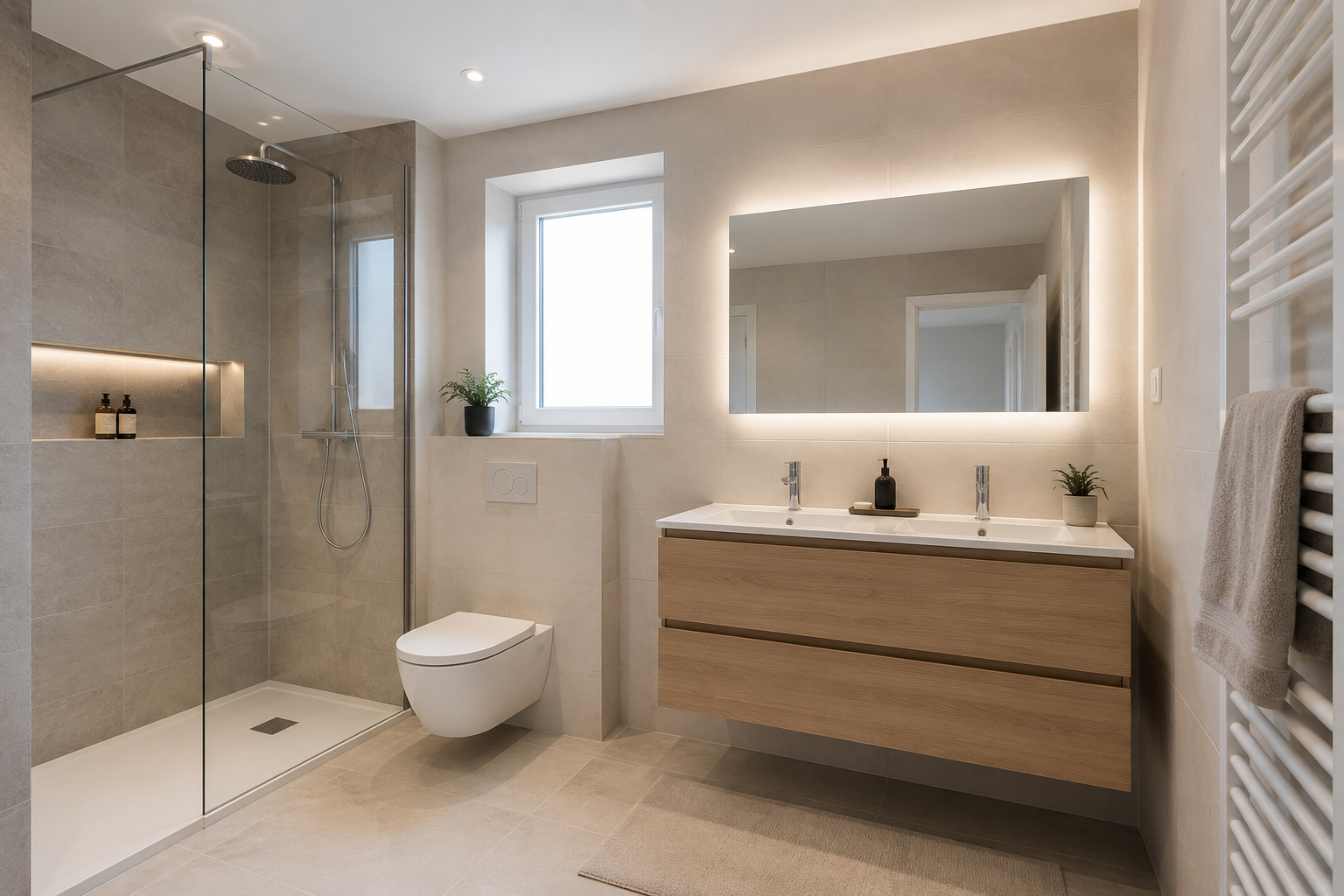 Salle de bain moderne avec douche italienne