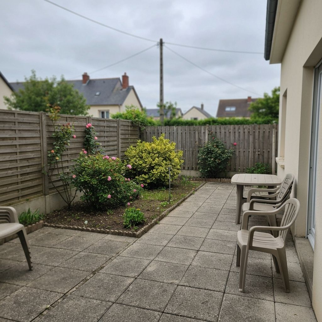 Terrasse dalles beton jardin